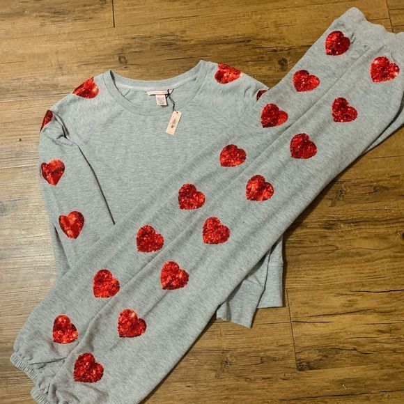 Victoria’s Secret Red Bling heart HTF outfit set M - Picture 7 of 12